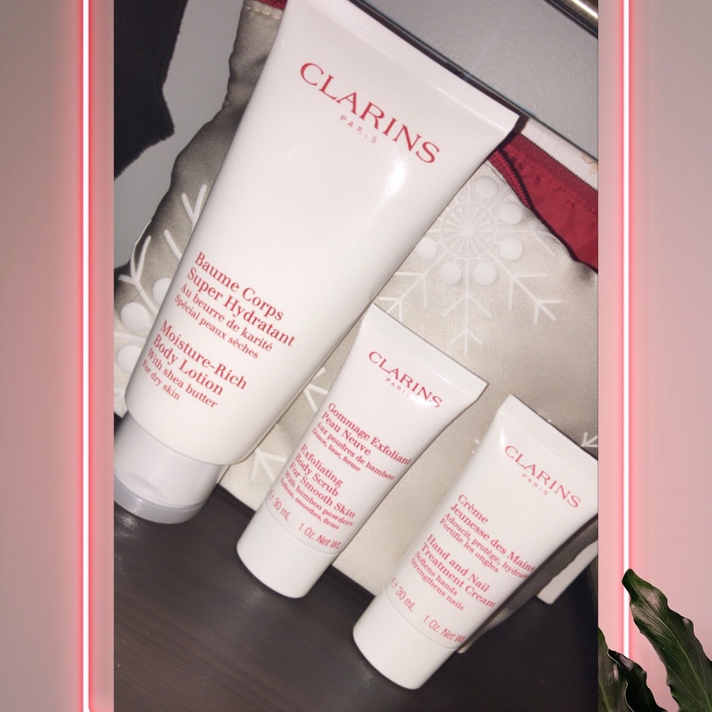 Clarins Body Lotion Body Scrub Hand Nail Cream Set